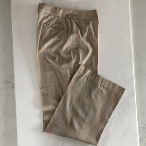 Anne Klein Vintage Check Pants in Polyester/Rayon Blend Tan, White, Orange Sz 8